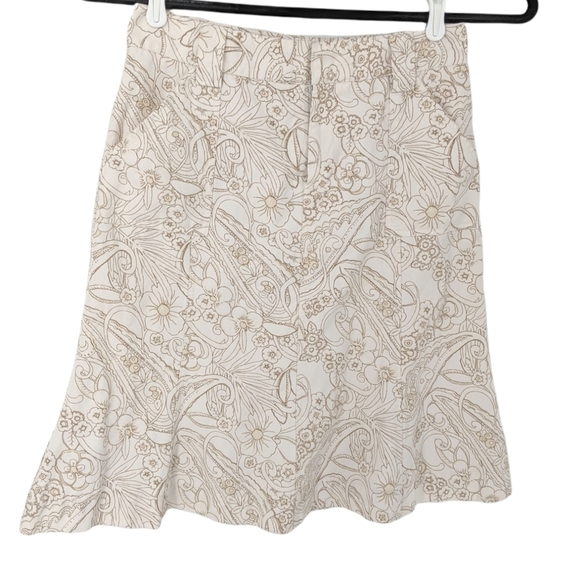 Eddie Bauer Dresses & Skirts - Eddie Bauer Floral A-Line Skirt Cotton & Linen Flower Button Flap Pockets Size 4